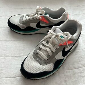 Nike air max White and Black Sneakers with Teal and Coral Highlights